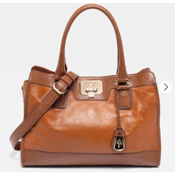 Cole Haan Handbags - Cole Haan Brown Leather Vintage Valise Novelty Kendra Tote Bag w/ Shoulder Strap